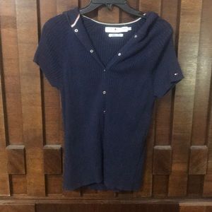 Short sleeve Tommy button up sweater
